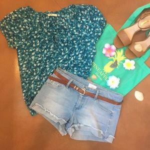 Boho--Old Navy Peasant Top- -Blue Mosaic Print